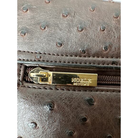 Noble Mount Ostrich finish satchel crossbody bag purse brown - Picture 5 of 9